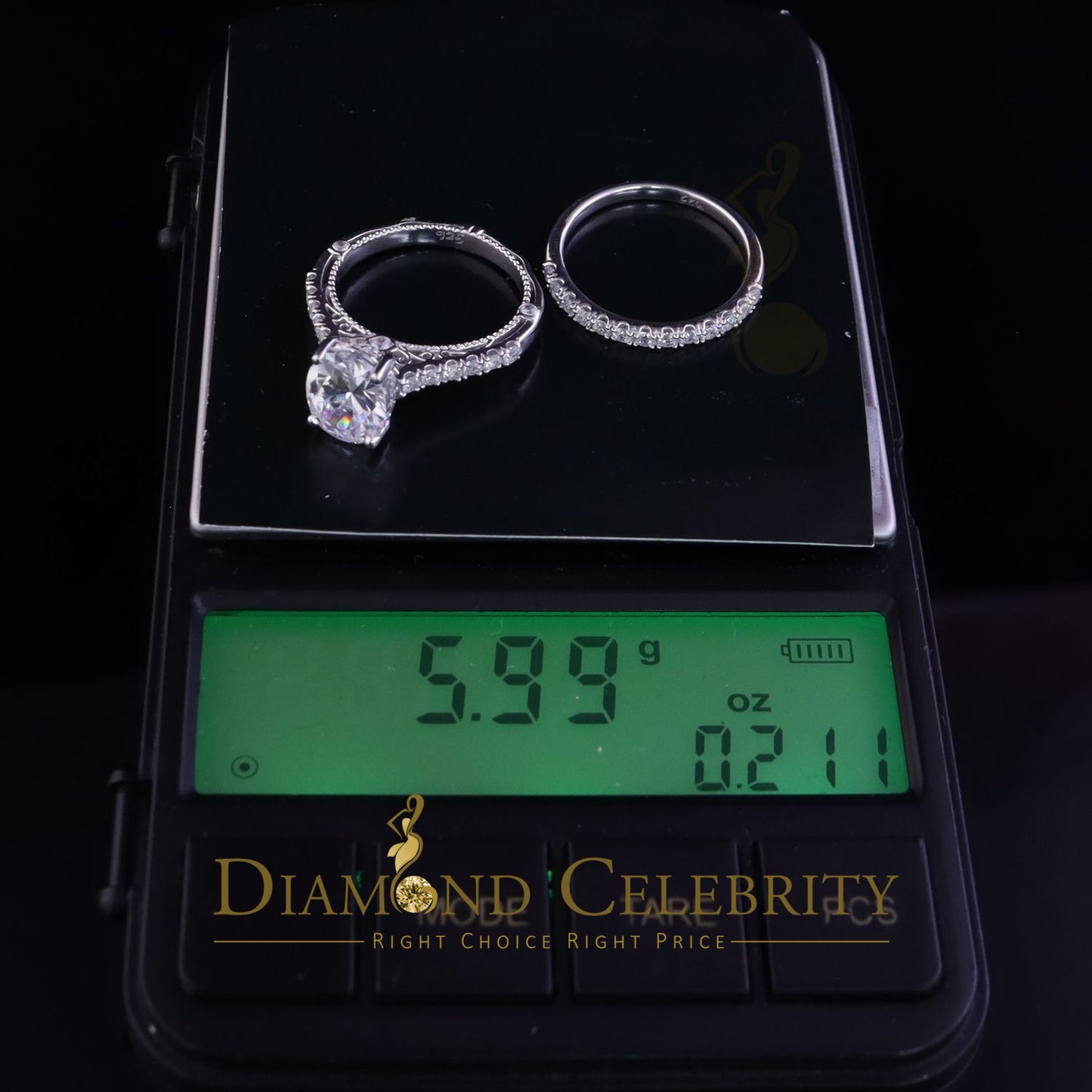 DiamondCelebritees White 5.50ct Cubic Zirconia 925 Sterling Silver Bridal Style Women's Ring SZ 7