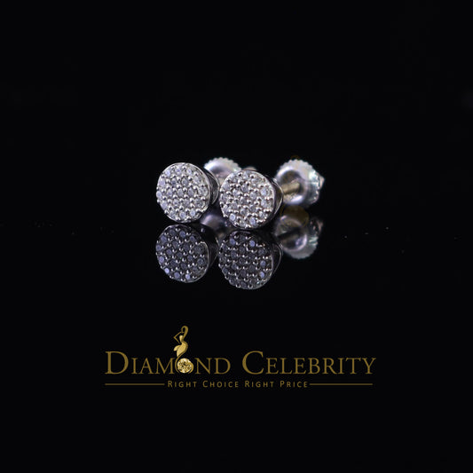 DiamondCelebritees  925 White Silver Aretes Para Hombre 0.30ct Cubic Zirconia Women's Round Earrings