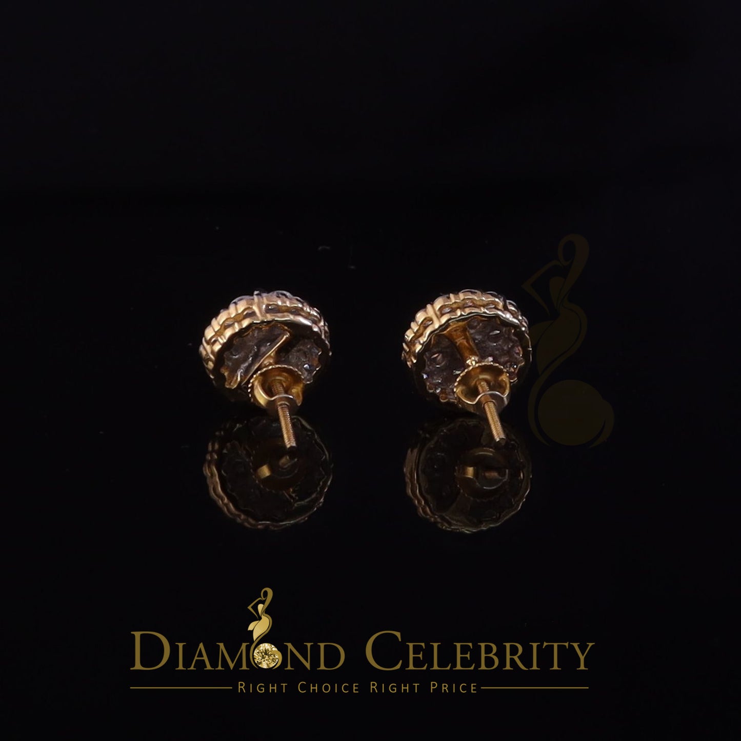 DiamondCelebritees Genuine 2.0ct Vvs 'D' Color Moissanite Cluster Earring 10k Real Yellow Gold