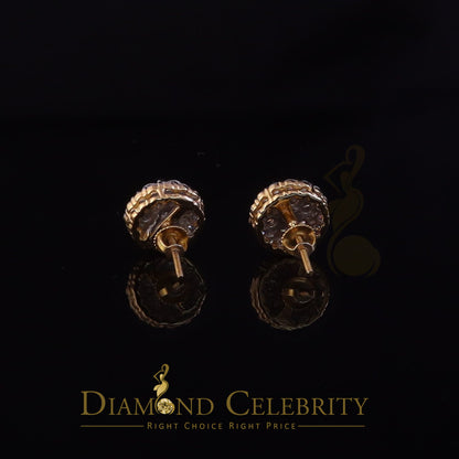 DiamondCelebritees Genuine 2.0ct Vvs 'D' Color Moissanite Cluster Earring 10k Real Yellow Gold