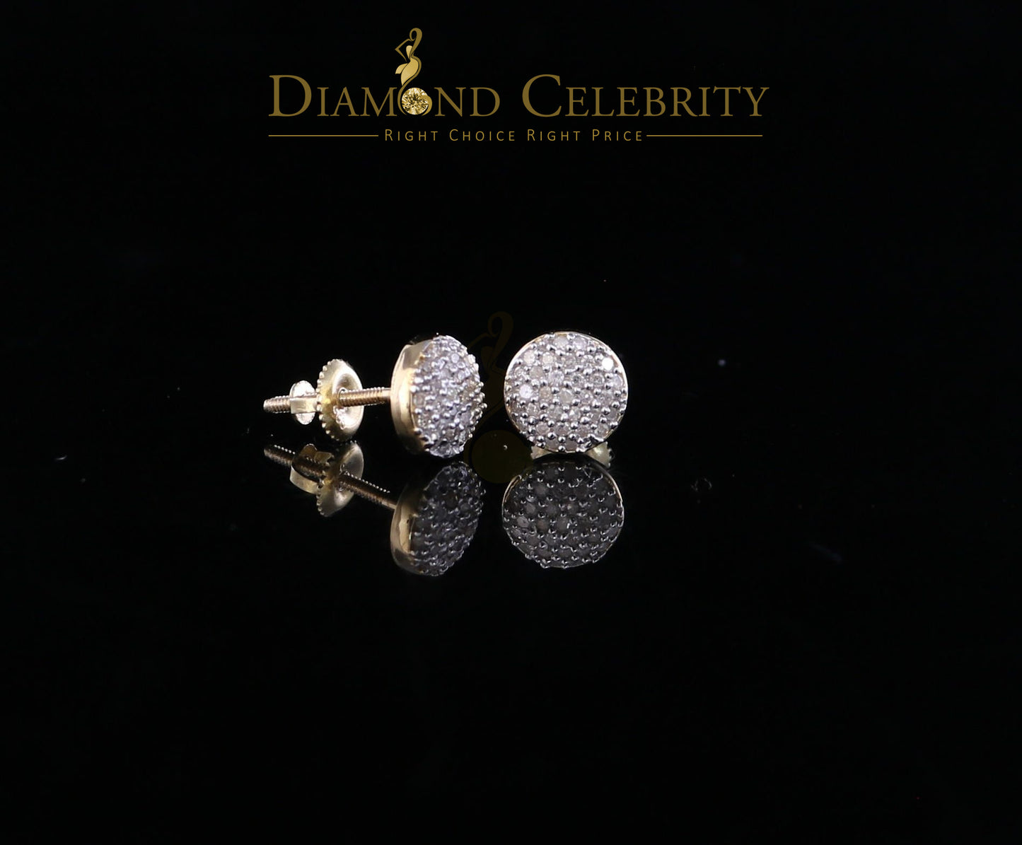 DiamondCelebritees 0.33 ct Diamond 925 Sterling Silver Yellow For Men's / Women's Round Earrings