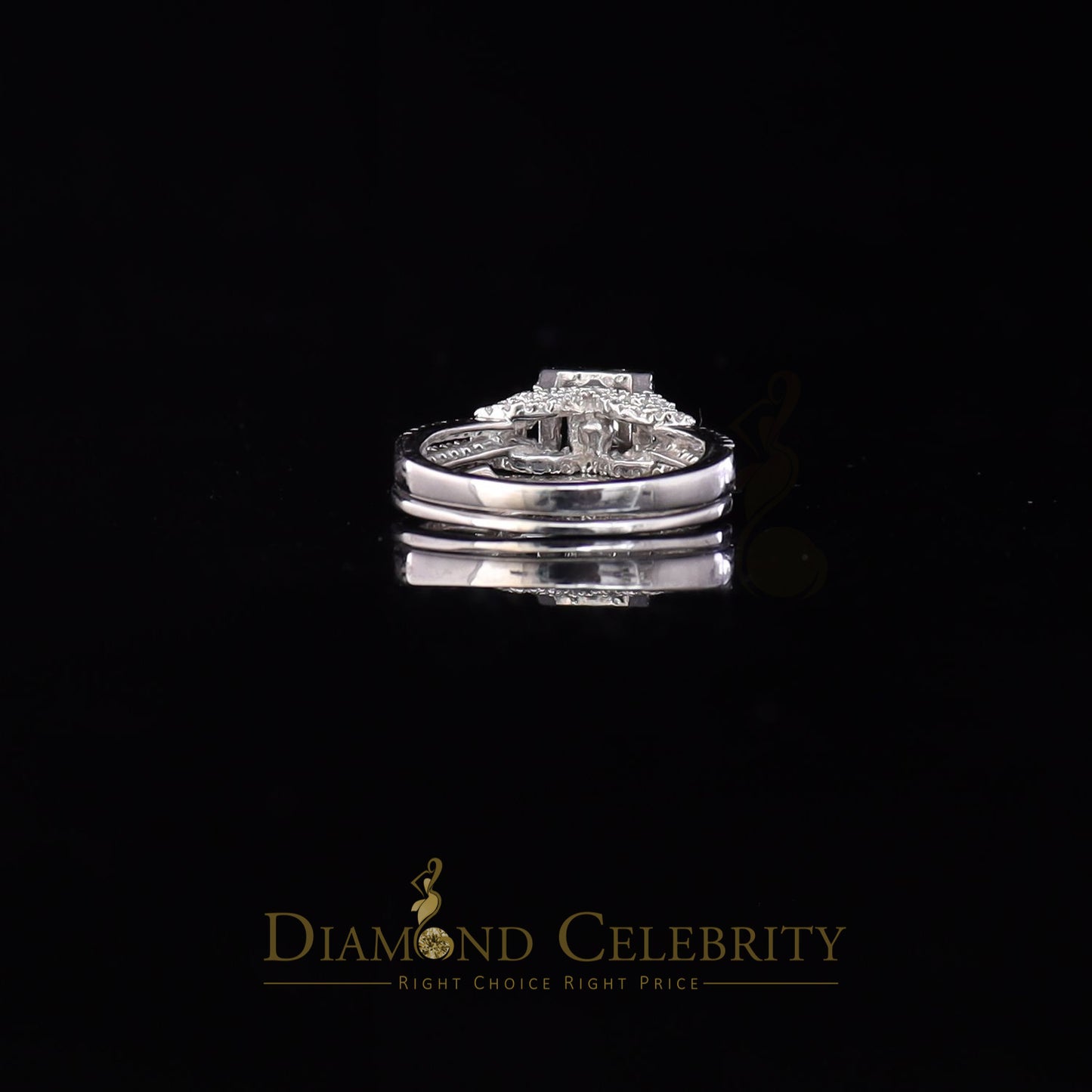 DiamondCelebritees Sterling Silver White Square 1.80ct Cubic Zirconia Womens Bridal Ring Size 7