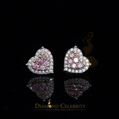 Diamondcelebritees Men's/Women's 925 Silver Yellow 1.00ct VVS 'D' Pink Moissanite 3D Heart Earrings