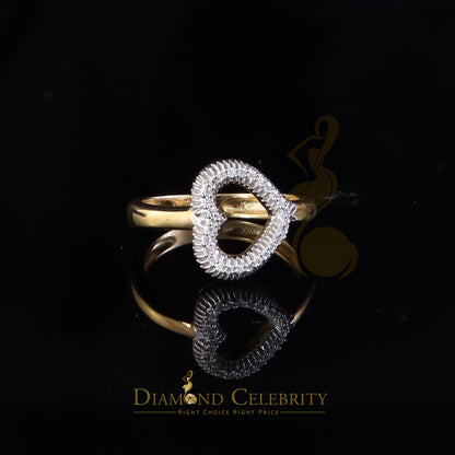 DiamondCelebritees 925 Sterling Yellow Silver 0.22ct Cubic Zirconia Promise Heart Shape Ring Size 7