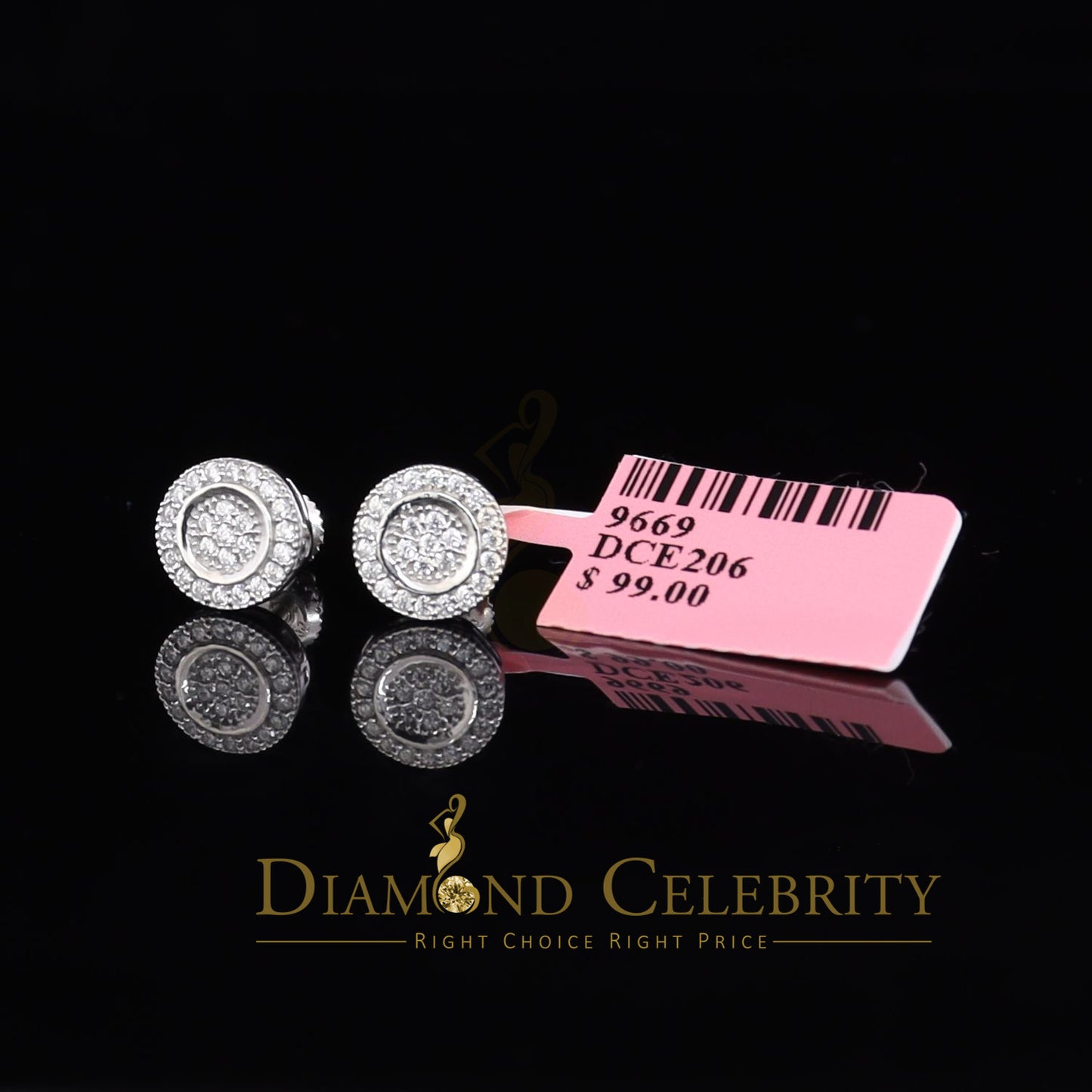 DiamondCelebritees  Aretes Para Hombre 925 White Silver Women's 0.5ct Cubic Zirconia Round Earrings