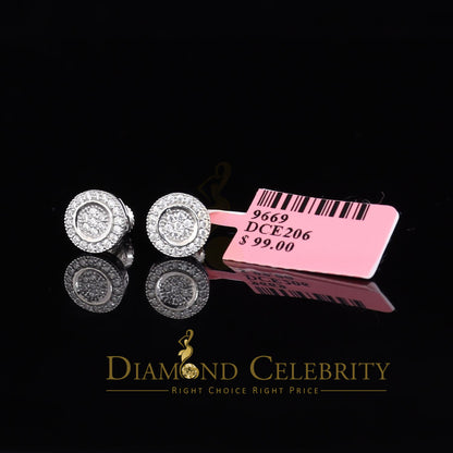 DiamondCelebritees  Aretes Para Hombre 925 White Silver Women's 0.5ct Cubic Zirconia Round Earrings