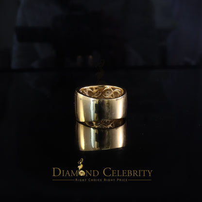 DiamondCelebritees Big 0.25ct Real Diamond 925 Yellow Miracle set Silver Wide Men's Band Ring SZ10
