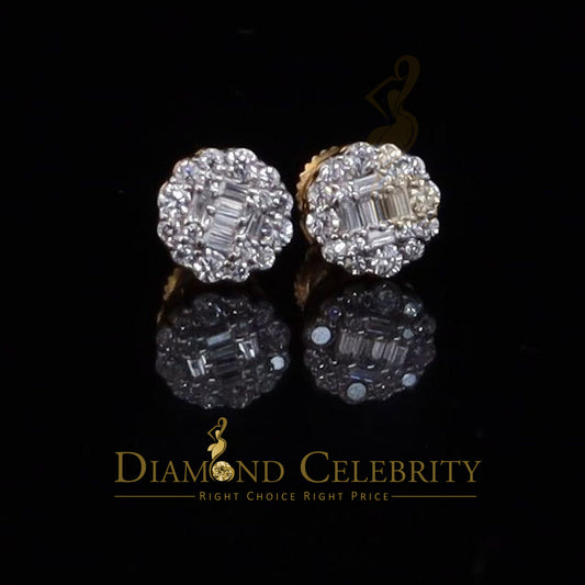 DiamondCelebritees  925 Yellow Sterling Silver 0.74ct Cubic Zirconia Women's Hip Hop Flower Earrings