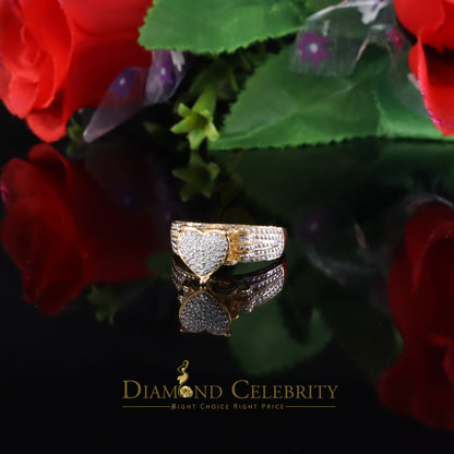 DiamondCelebritees 925 Yellow Sterling Silver Real Diamond 0.10ct Womens Engagement Heart Ring SZ 7