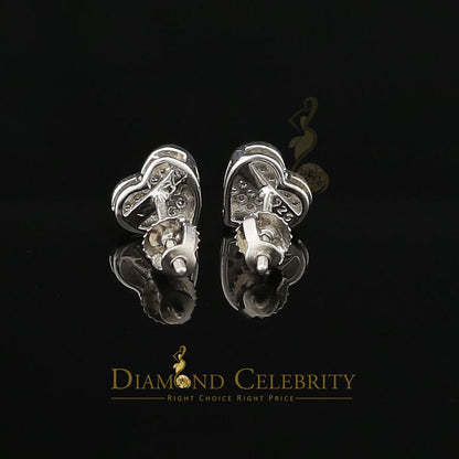 DiamondCelebritees 925 Sterling Silver 0.10ct Diamond Heart Earrings For Women White Stud For Men