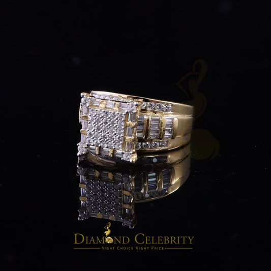 DiamondCelebritees 925 Yellow Square 2.34 ct Cubic Zirconia Silver Engagement Men's Ring Size 9
