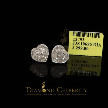 DiamondCelebritees 0.10ct Diamond Heart Earring White 925 Sterling Silver Stud For Men's & Women's