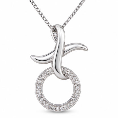 DiamondCelebritees 925 Sterling Silver White featuring HUG & KISS Shape 1inch 0.21ct CZ XO Pendant