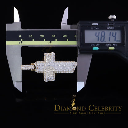 Diamondcelebritees Yellow Sterling Silver 3.0ct VVS D Moissanite Charm Cross Pendant Men's & Women
