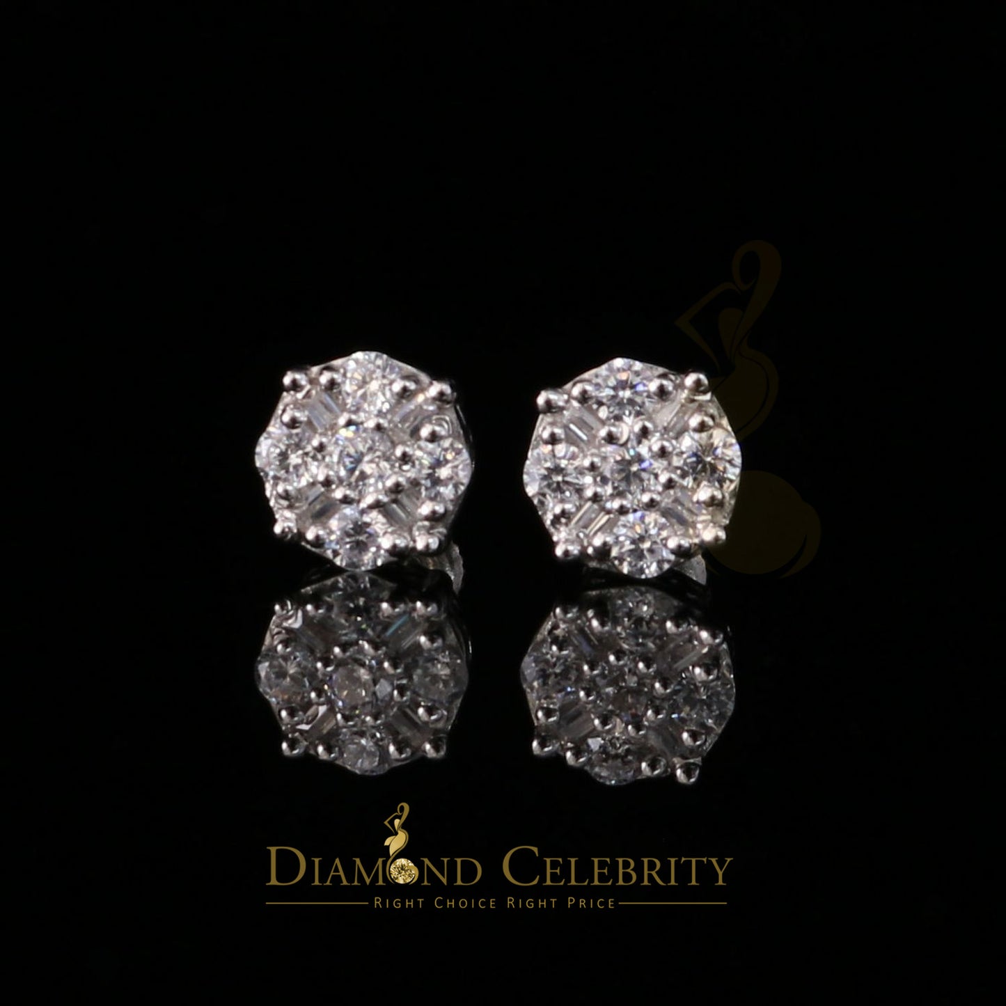 DiamondCelebritees  White 925 Sterling Silver 1.96ct Cubic Zirconia for Ladies Hip Hop Round Earring