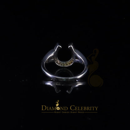 DiamondCelebritees Sterling 0.25ct Cubic Zirconia White Silver Horseshoe Womens / Men's Ring Size 8