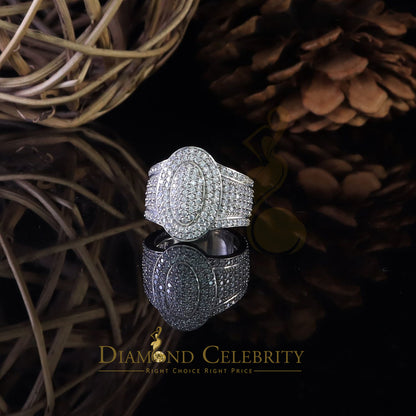 DiamondCelebritees 925 Sterling Silver White 7.50ct Cubic Zirconia Oval Engagement Men's Ring SZ 9