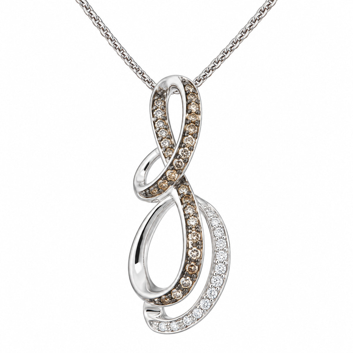 DiamondCelebritees Chocolate Brown 0.27ct CZ Infinity Swirl 1 inch Pendant in 925 Sterling Silver