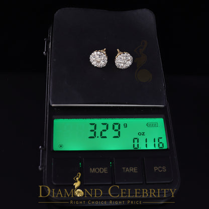 DiamondCelebritees 10K Real Yellow Gold w/Real 1.66 CT Diamond Men's/Women's Stud Earring