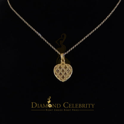 Diamondcelebritees Moissanite Women's Heart Pendant Bagutte & Rd 925 Yellow Silver 1.00ct VVS D