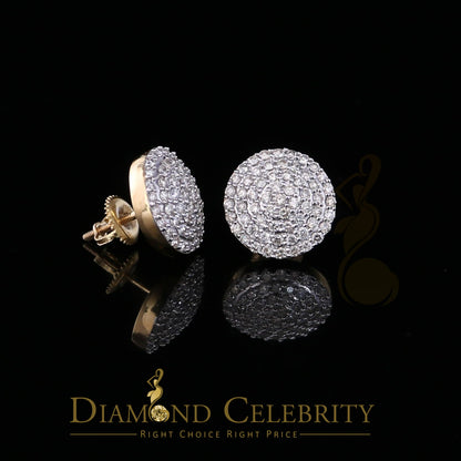 DiamondCelebritees 10K Real Yellow Gold Real Diamond 1.25CT Men's/Women's Stud Round Earring