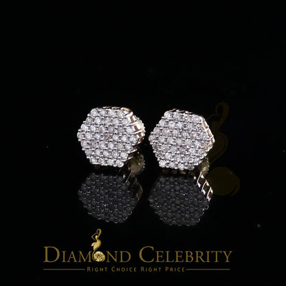 DiamondCelebritees Real Diamond 0.50CT 10K Real Yellow Gold Men's/Women's Stud Round Earring