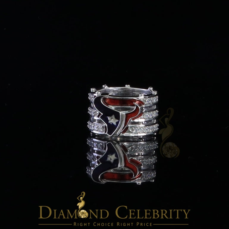 DiamondCelebritees 925 Silver White 1.50ct Cubic Zirconia Texan Wide Band Cocktail Ring Size 10