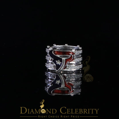 DiamondCelebritees 925 Silver White 1.50ct Cubic Zirconia Texan Wide Band Cocktail Ring Size 10