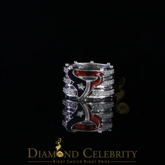 DiamondCelebritees 925 Silver White 1.50ct Cubic Zirconia Texan Wide Band Cocktail Ring Size 10