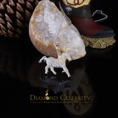 DiamondCelebritees  Real 0.33ct Diamond 925 Sterling Silver HORSE White Charm Necklace Pendant