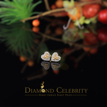 DiamondCelebritees 1.00ct Moissanite Yellow 925 Sterling Silver Women's Heart Shape Nugget Earrings