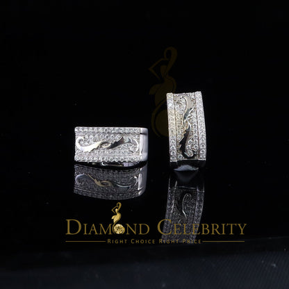 DiamondCelebritees  Hip hop Mens white Gold 925 Sterling Silver Iced 3 row Huggie Hoop earrings