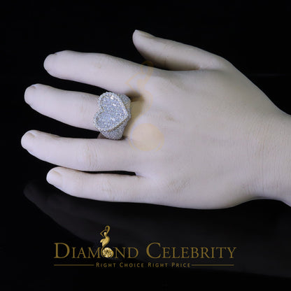 DiamondCelebritees Men's 925 Silver Yellow 7.00ct VVS 'D' Moissanite Stone Heart Rings Size 10