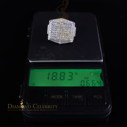 Big Mirage Set 0.66ct Real Diamond 925 White Silver Square Men's Ring Size 10