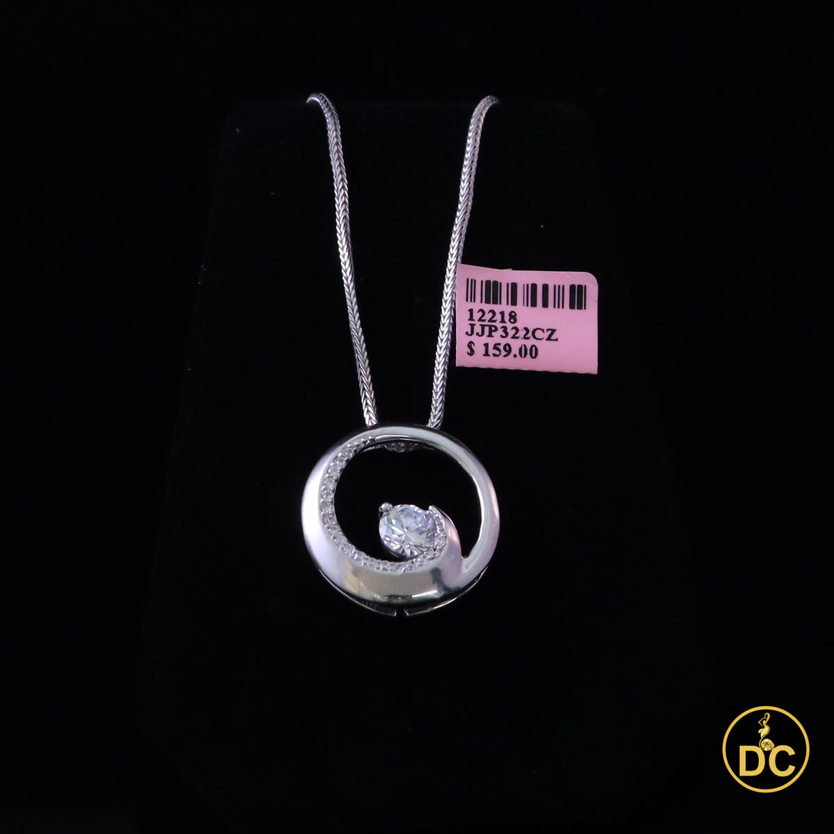 DiamondCelebritees 925 Sterling Silver White infinity loop cross Pendant W/ 0.75ct Cubic Zirconia