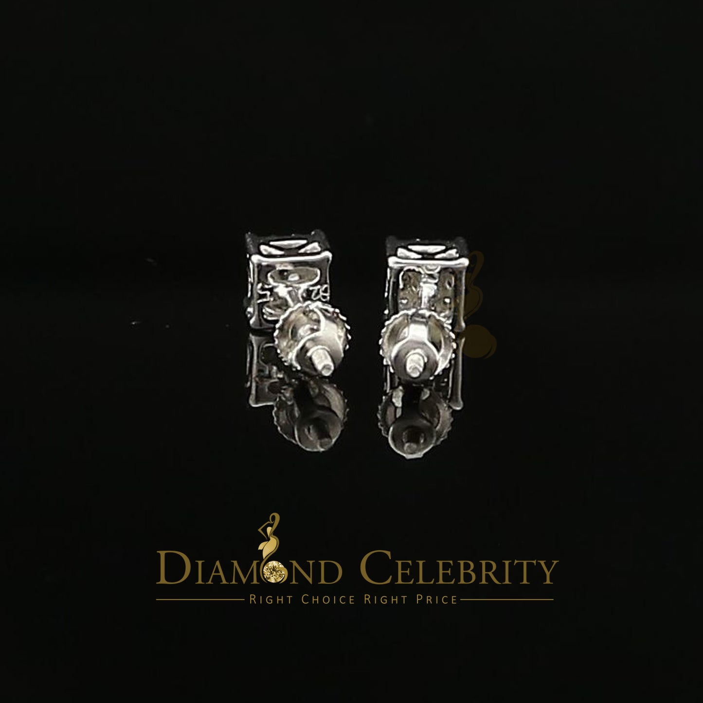 DiamondCelebritees  0.55ct Cubic Zirconia 925 White Sterling Silver Women's Hip Hop Square Earrings