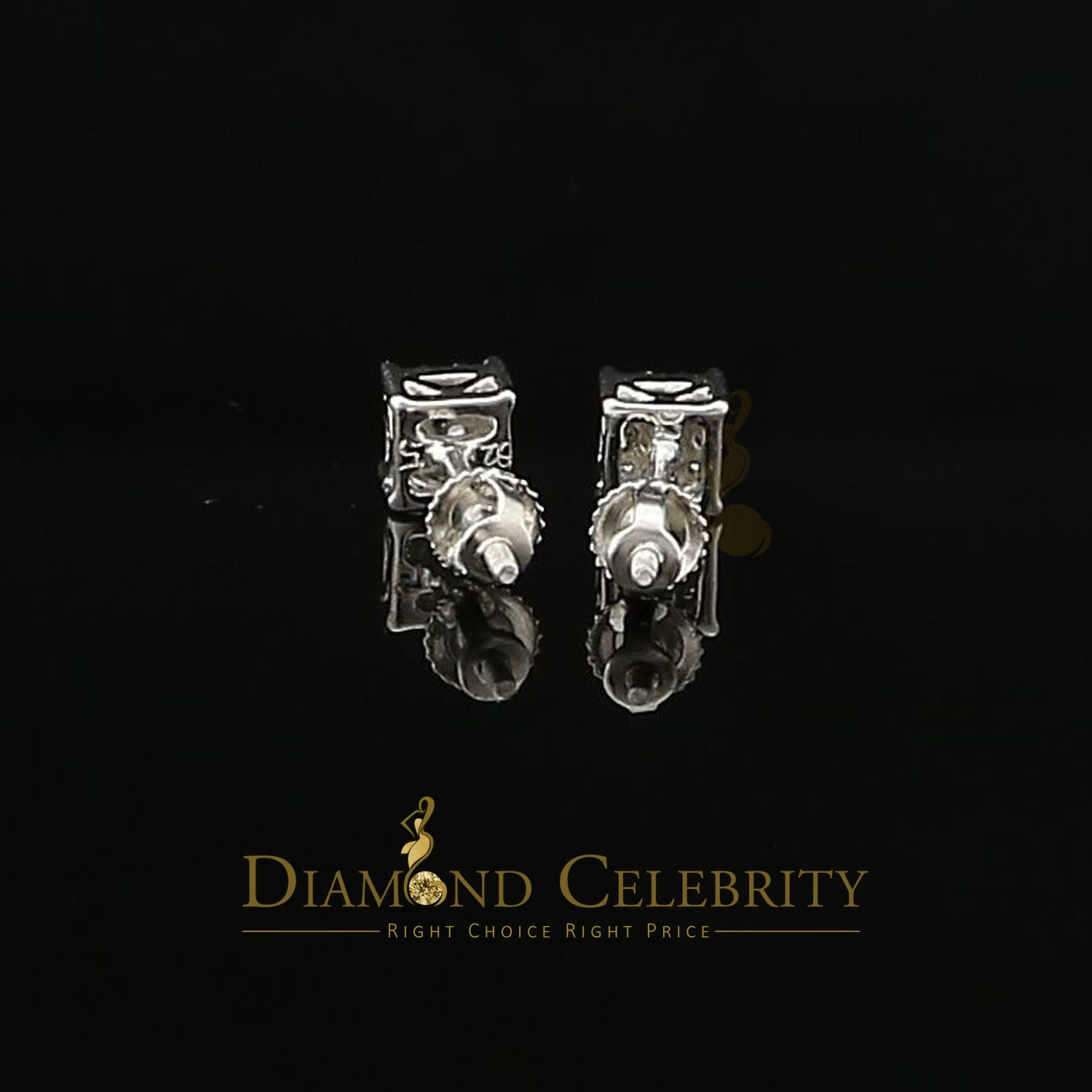 DiamondCelebritees  0.55ct Cubic Zirconia 925 White Sterling Silver Women's Hip Hop Square Earrings