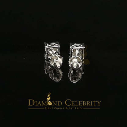 DiamondCelebritees  0.55ct Cubic Zirconia 925 White Sterling Silver Women's Hip Hop Square Earrings