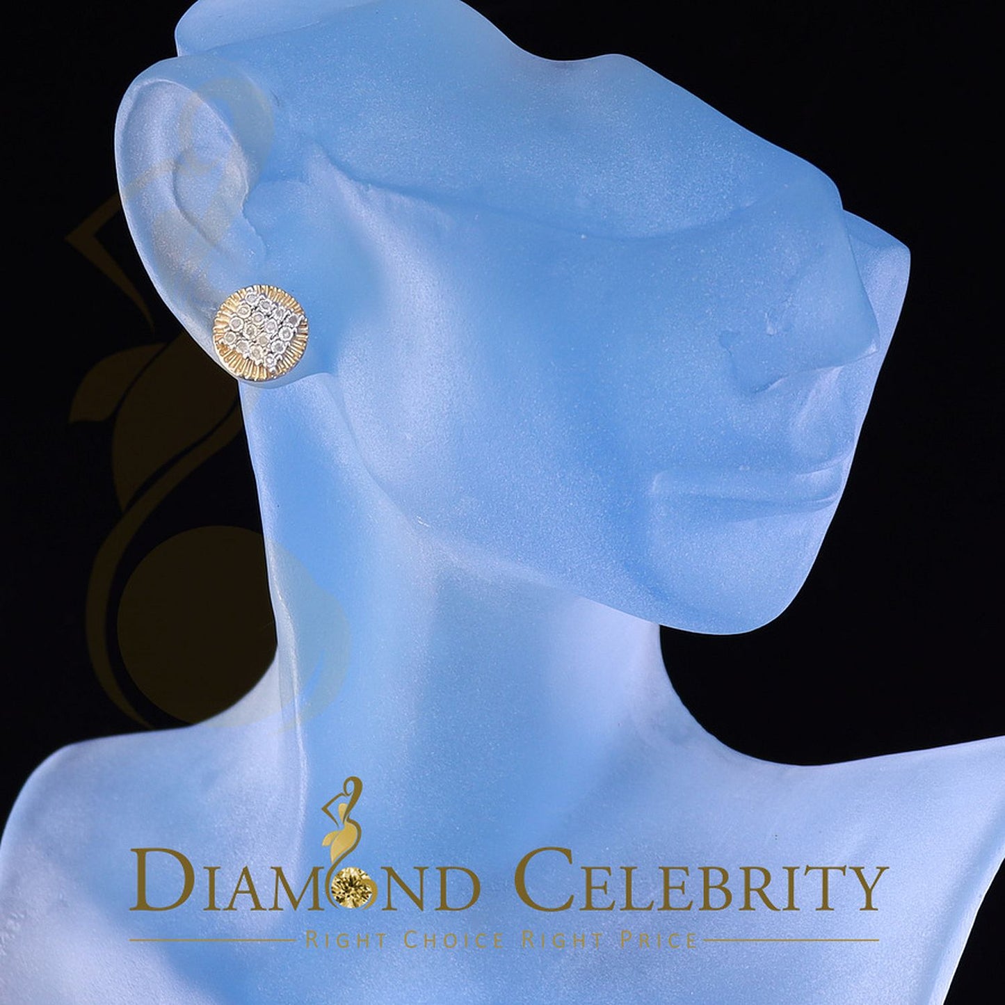 DiamondCelebritees 925 Sterling Silver Yellow Hip Hop 0.15ct Diamond Men's & Women's Round Earrings