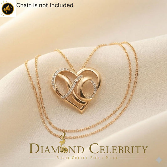 DiamondCelebritees  0.10ct Real Diamond Valentine Special "HEART" Pendant 925 Sterling Silver Yellow