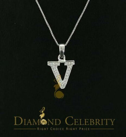 DiamondCelebritees Attractive Sterling SilverAll Alphabet Letter White Pendant with Cubic Zirconia