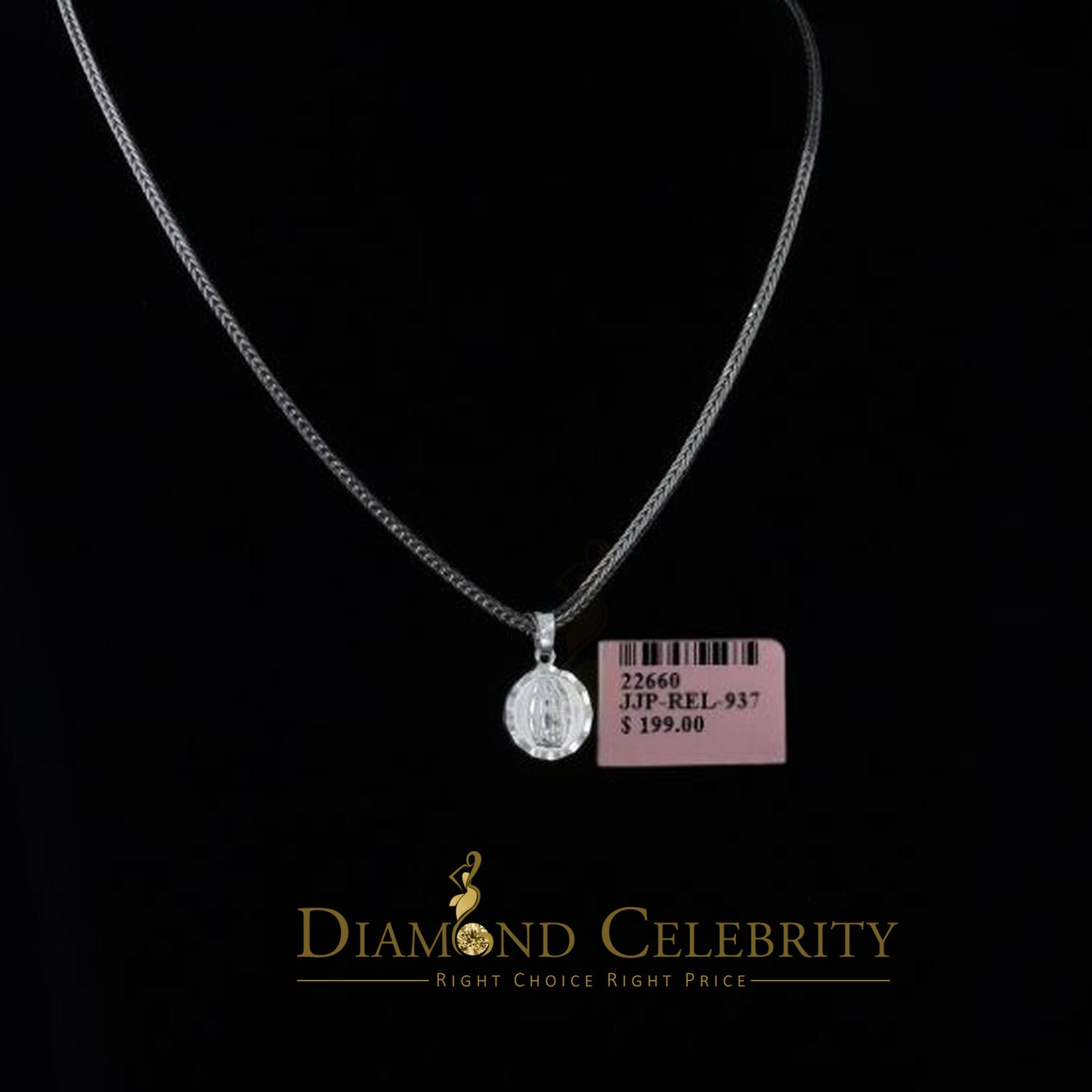 DiamondCelebritees 925 Sterling Silver Double Side Lady Guadalupe Men's/Women's Pendant Religious