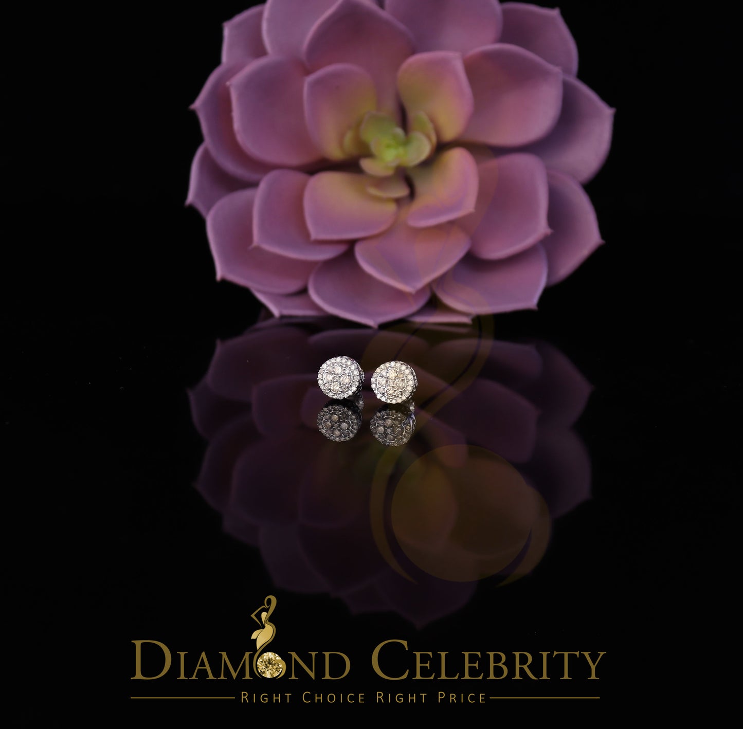 DiamondCelebritees 10K Real White Gold w/ Real 0.50CT Diamond Men's/Women's Stud Round Earring