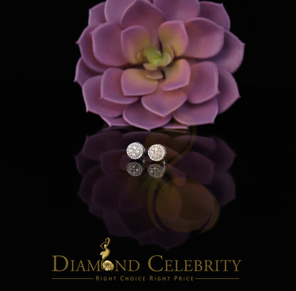 DiamondCelebritees 10K Real White Gold w/ Real 0.50CT Diamond Men's/Women's Stud Round Earring