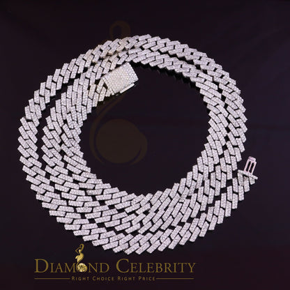 DiamondCelebritees White Cuban Moissanite Necklace Wdth 8mm Length sz 20inch Sterling Silver