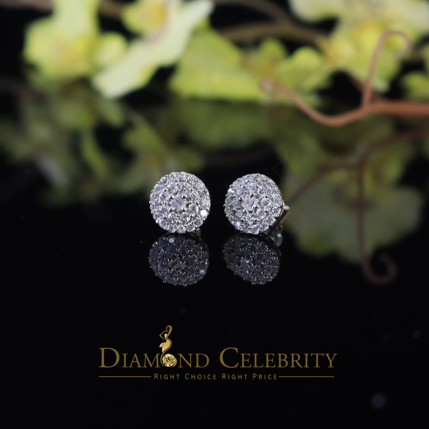 DiamondCelebritees  925 Sterling White Silver 1.86ct Cubic Zirconia Round Women's Stud Earrings