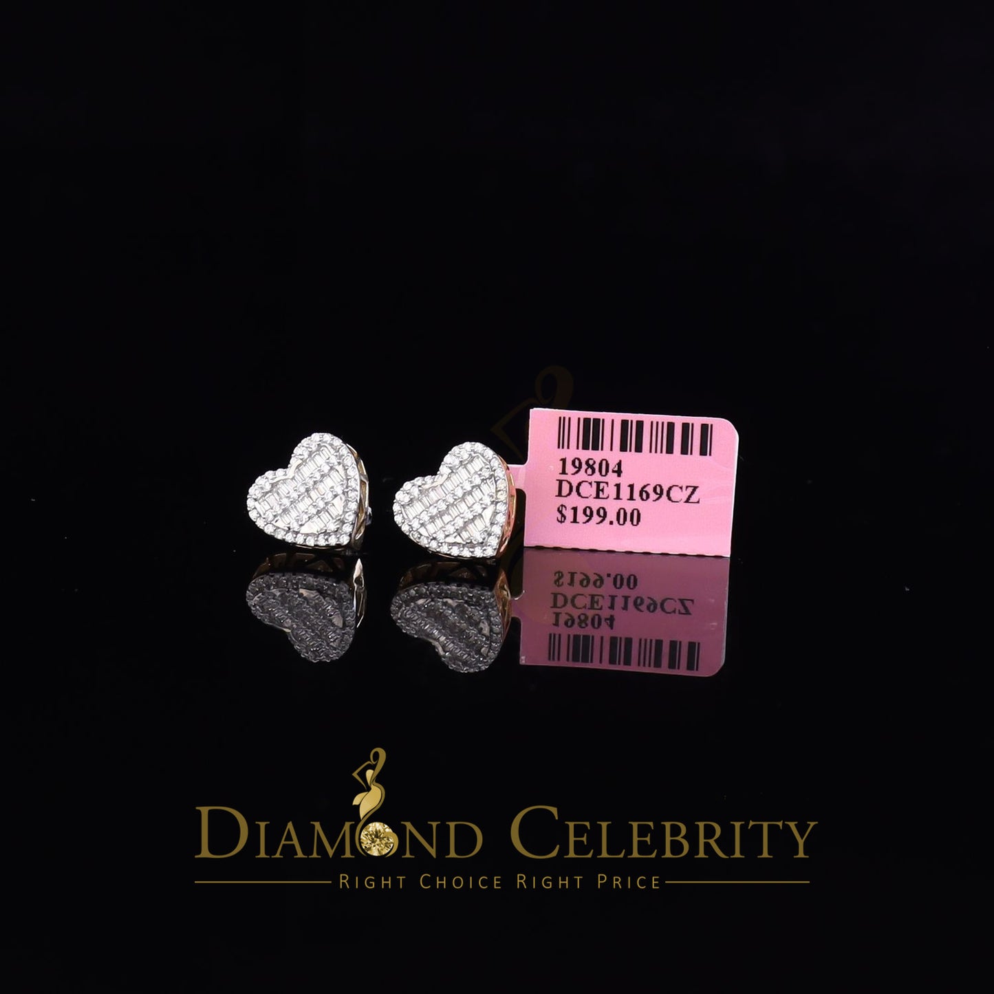 DiamondCelebritees  925 Yellow Sterling Silver 1.48ct Cubic Zirconia Men's & Women's Heart Earrings