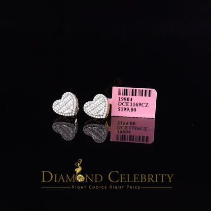 DiamondCelebritees  925 Yellow Sterling Silver 1.48ct Cubic Zirconia Men's & Women's Heart Earrings