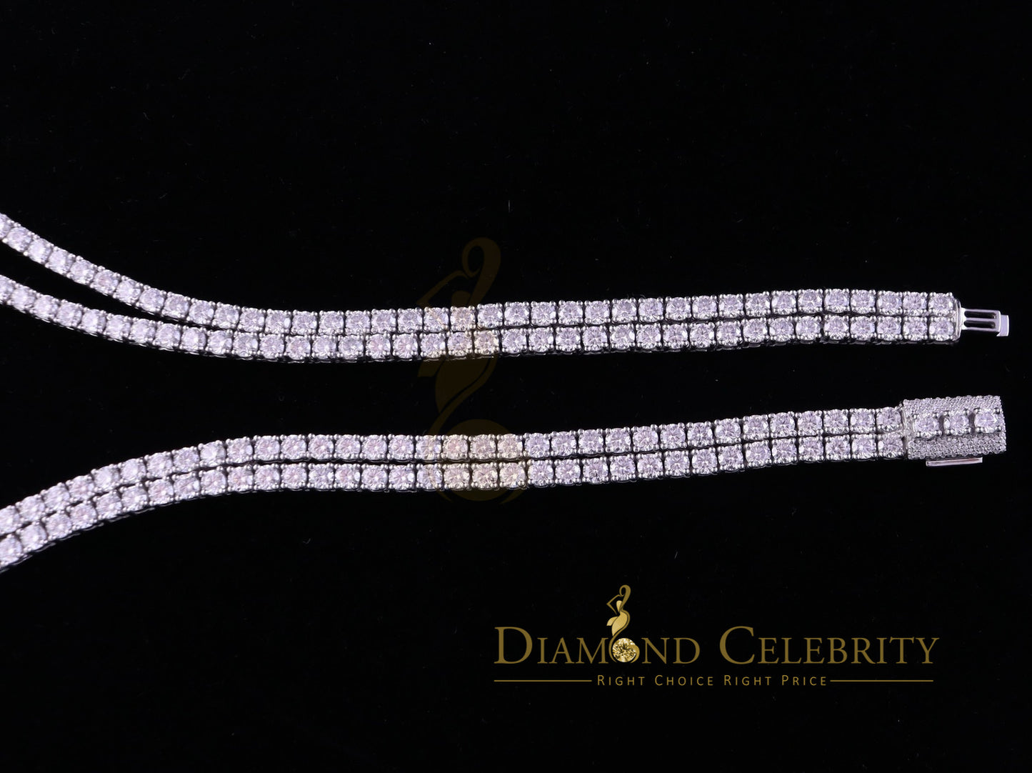 DiamondCelebritees Tennis Men's Necklace 925 Silver White 55ct Moissanite size 22inch & Width 4mm