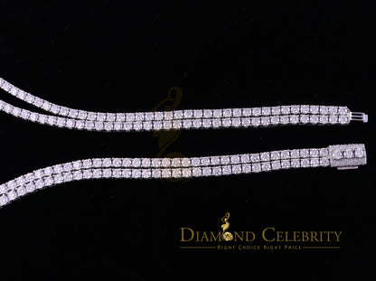 DiamondCelebritees Tennis Men's Necklace 925 Silver White 55ct Moissanite size 22inch & Width 4mm